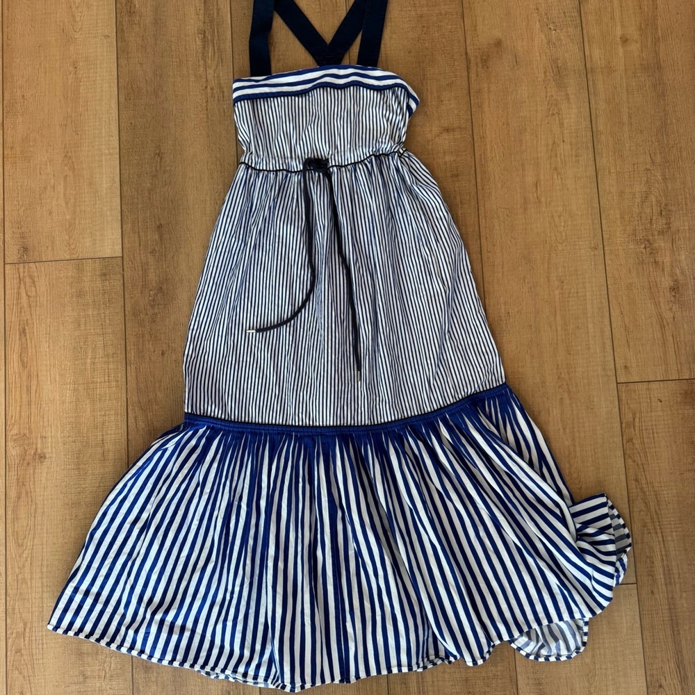 Tommy Hilfiger Hilfiger Collection Maxi Dress Blue White Stripe Cotton Luxury